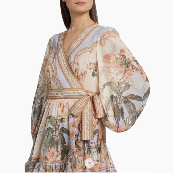 ZIMMERMANN Wylie Wrap Print Mini Dress, Designer Size 3/US Size 10, NWT 🇦🇺 - Picture 5 of 16